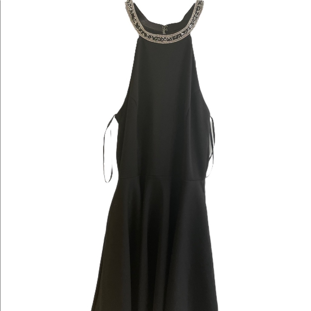 black poly usa formal/homecoming dress with beaded neckline size medium